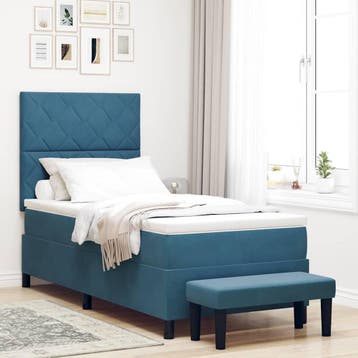 vidaXL Boxspring bed met hoofdeinde Donkerblauw 200 x 100 cm, Huis en Inrichting, Slaapkamer | Bedden, Verzenden, Nieuw