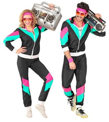 Neon 80S Trainingspak Fout Zwart, Verzenden, Nieuw