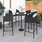 vidaXL Barkrukken 4 st met kussens poly rattan zwart, Verzenden, Nieuw