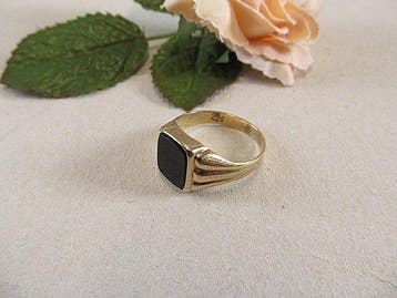 Zonder minimumprijs - Ring - 8 karaat Geel goud Onyx - Art, Nieuw