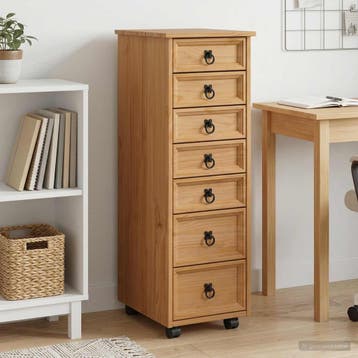 vidaXL Rolkast met lades CORONA Massief grenenhout en, Huis en Inrichting, Verzenden, Nieuw