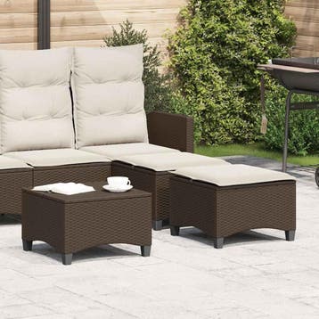 vidaXL Tuinkrukken met kussens 2 st 55x55x36 cm poly rattan, Verzenden, Nieuw