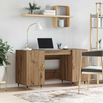 vidaXL Bureau artisanaal eikenkleurig Bewerkt hout 140 x 50, Verzenden, Nieuw