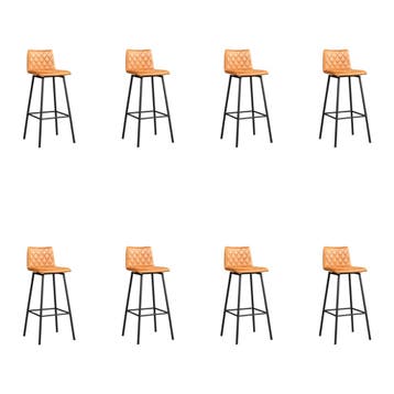 Set van 8 Leren barkrukken Catch hoog - Vintage Cognac, Ophalen of Verzenden