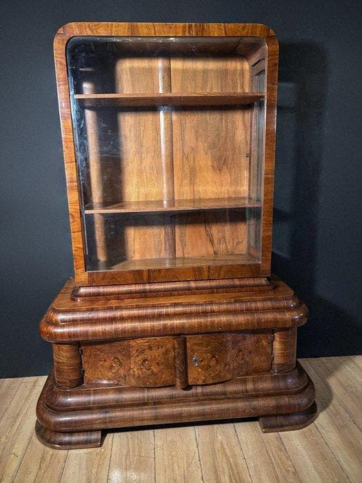 Vitrine - Bois, Verre - Art déco, Antiek en Kunst, Kunst | Designobjecten