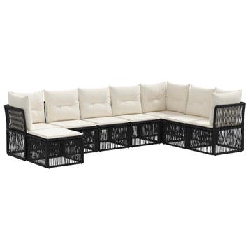 vidaXL Tuinbank Set 8 pcs Zwart poly rattan, Verzenden, Nieuw