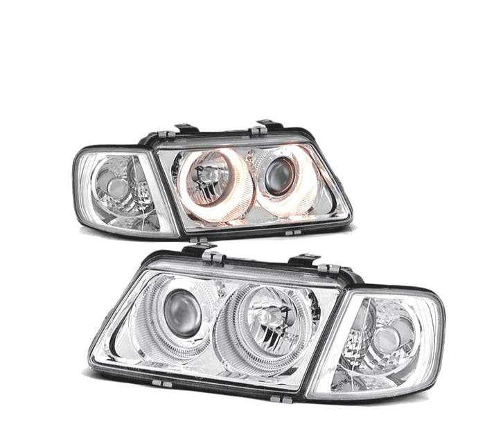 PHARE ANGEL EYES POUR AUDI A3 96-00 CHROMÉ, Autos : Pièces & Accessoires, Éclairage, Envoi