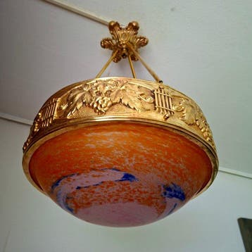 Mulaty Lyon - Kroonluchter - brons.koper. pate de verre