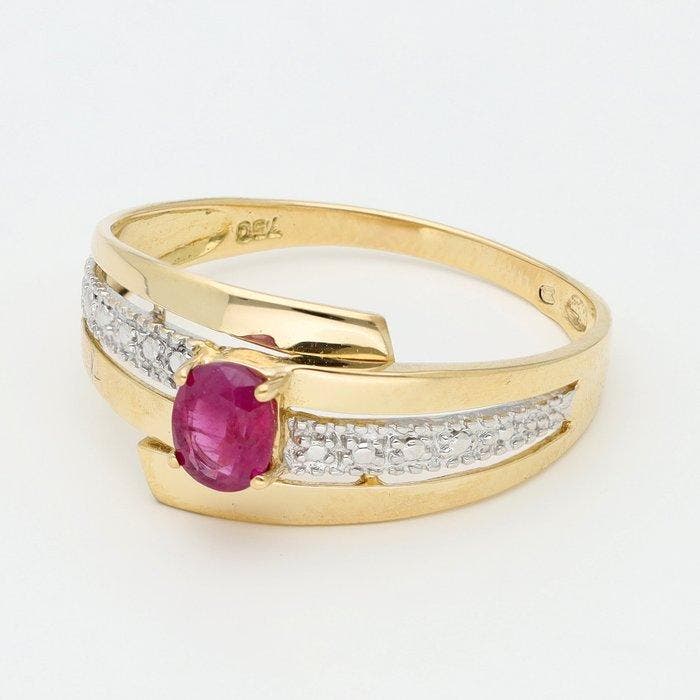 Bague - 18 carats Or jaune, Or blanc Rubis, Bijoux, Sacs & Beauté, Bagues