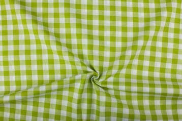 Ruitjesstof limoengroen wit geruit - 18mm geruit, 120 cm of meer, Ophalen of Verzenden, Katoen, Groen