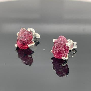 Zilver - Oorbellen - Natuurlijke granaat