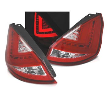 FEUX ARRIÈRE POUR FORD FIESTA MK7 12- LIGHT BAR ROUGE CHROMÉ, Verzenden