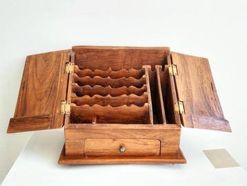 Poitrine - Coffre à lettres en bois antique - Bois