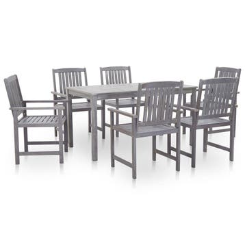 vidaXL 7-delige Tuinset massief acaciahout greywash, Verzenden, Nieuw, Tuinset