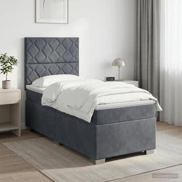 vidaXL Boxspringbed met matras Donkergrijs 80 x 200 cm, Verzenden
