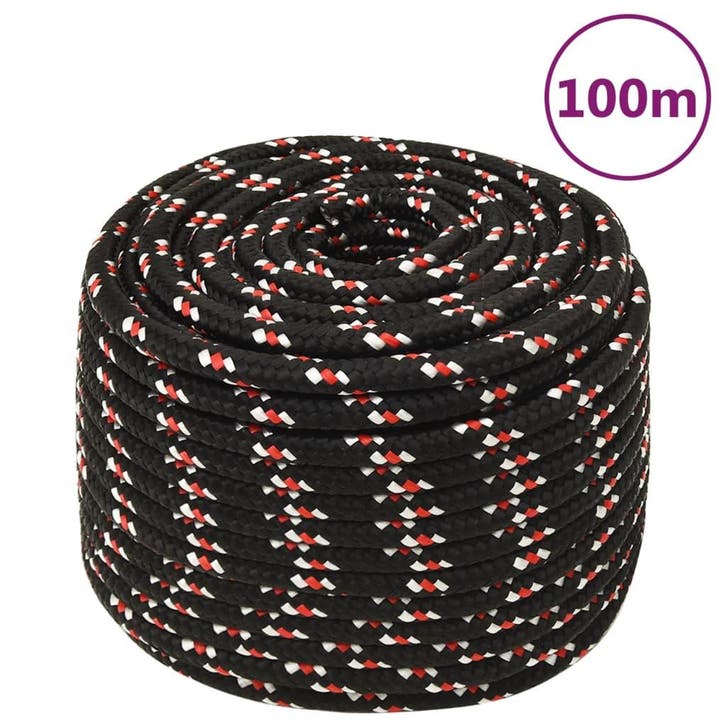 vidaXL Boot touw 14 mm 100 m polypropyleen zwart, Bricolage & Construction, Quincaillerie & Fixations, Envoi