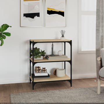 vidaXL Boekenkast 60x33x70,5cm bewerkt hout en staal sonoma, Verzenden