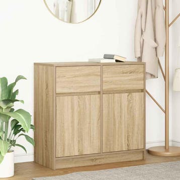 vidaXL Dressoir met lade 80x34x76 cm spaanplaat sonoma, Verzenden