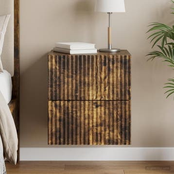 vidaXL Muurbevestigde Nachttafel Gerookt eiken 33 x 34,5 x, Verzenden, Nieuw