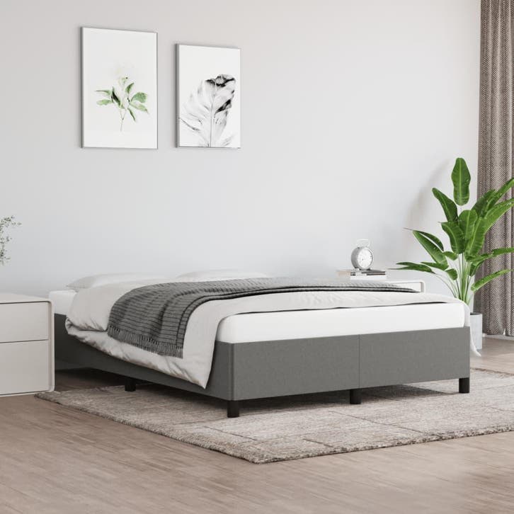vidaXL Bedframe zonder matras stof donkergrijs 140x190 cm, Huis en Inrichting, Slaapkamer | Bedden, Nieuw, Verzenden