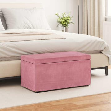 vidaXL Kruk Roze 81 x 41 x 40 cm Velvet en Geengineerd Hout, Huis en Inrichting, Barkrukken, Verzenden, Nieuw