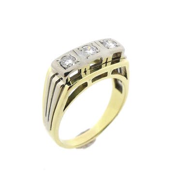 Bicolor gouden herenring met diamant 0,3 ct., Ophalen of Verzenden