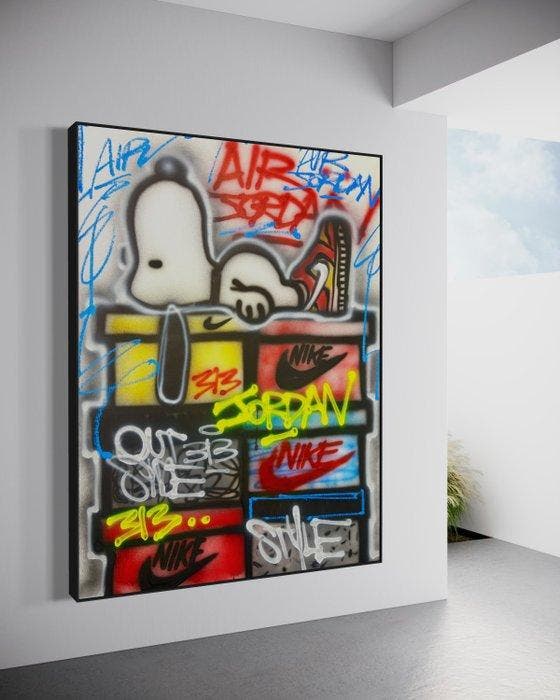 Outside313 - Snoopy - Air Jordan, Antiek en Kunst, Kunst | Schilderijen | Modern
