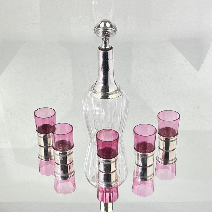 BP& - Delheid frères - Service de boisson (6) - Carafe et, Antiquités & Art, Antiquités | Argent & Or