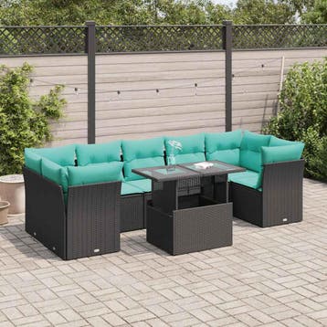 vidaXL 8-delige Loungeset met kussens poly rattan acacia, Verzenden, Loungeset