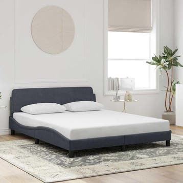 vidaXL Bedframe Dover 160x200 cm fluweel donkergrijs, Verzenden, Nieuw