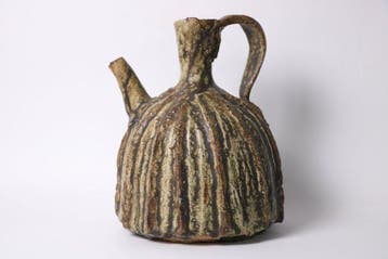 Tsubashima Dohei - Pot - Steengoed - Gegroefde groene
