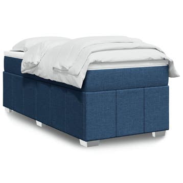 vidaXL Boxspring met matras stof blauw 90x200 cm, Verzenden