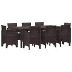 vidaXL Tuin Eettafel Set 9 pcs Bruin Polypropyleen, Verzenden, Nieuw