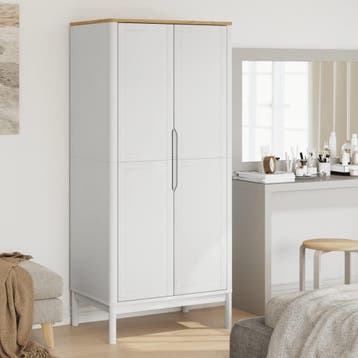 vidaXL Kledingkast FLORO 77x53x171 cm massief grenenhout wit, Verzenden