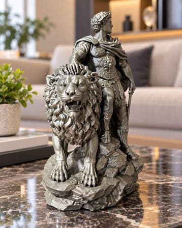 Figuur - Titolo: Imperatore di Roma con Leone – Scultura