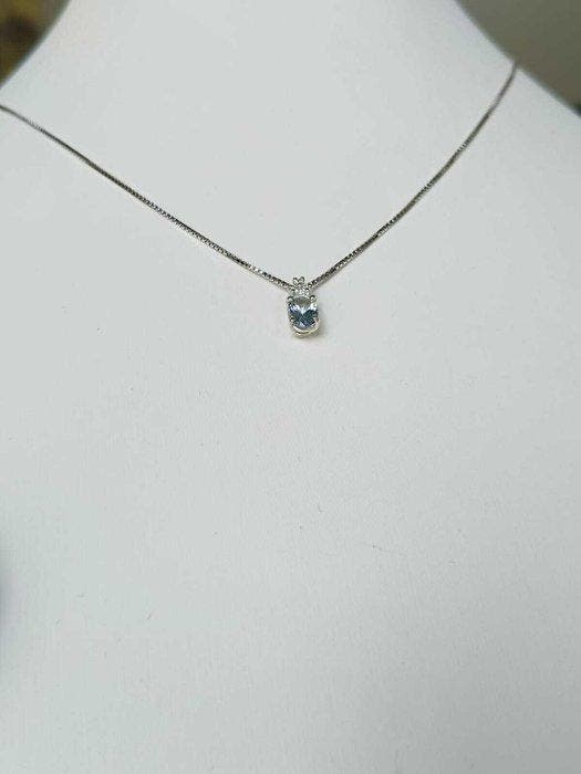 Zonder minimumprijs - Halsketting Zilver Aquamarijn -, Handtassen en Accessoires, Kettingen