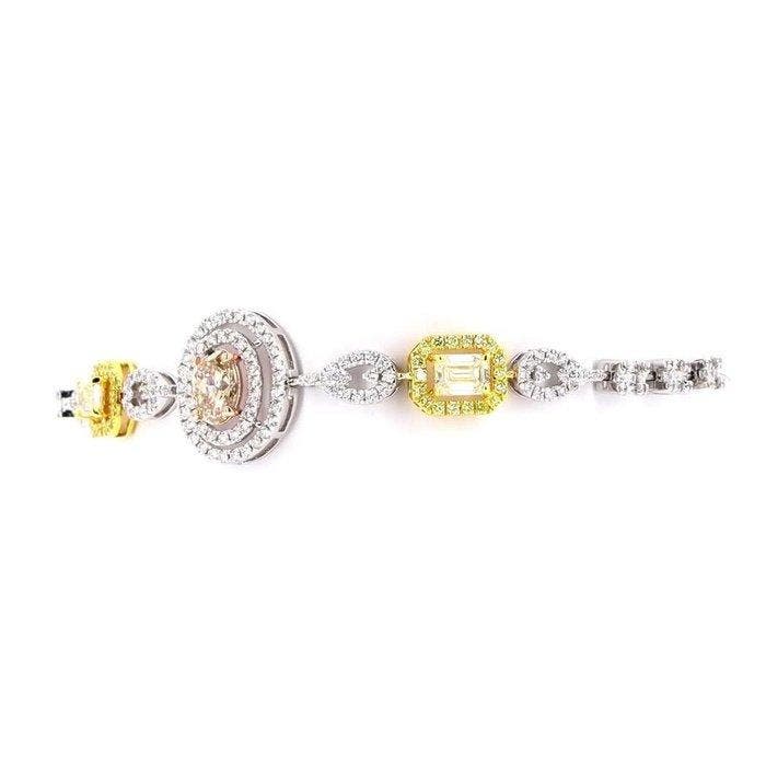 Gourmette - 14 carats Or blanc - 3.52ct. tw. Couleurs mixtes, Bijoux, Sacs & Beauté, Bijoux anciens