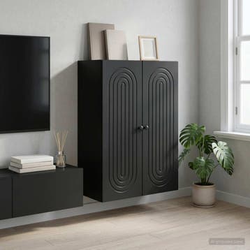 vidaXL Wandkast Zwart 66 x 34,5 x 90 cm Bewerkt hout, Huis en Inrichting, Verzenden, Nieuw