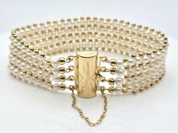 Armband - 18 karaat Geel goud Parel, Nieuw