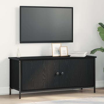 vidaXL TV Kast 100 x 35 x 45 cm Zwart Eiken Bewerkt hout, Verzenden