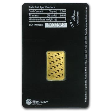 5 grammes - Or .999 - 5 Grams 9999 Gold Bar Australia Perth