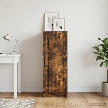 vidaXL Dressoir Gerookt eiken 33 x 34,5 x 87 cm Bewerkt hout, Verzenden, Nieuw
