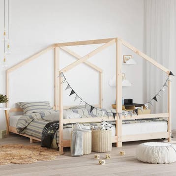 vidaXL Kinderbedframe 2x(90x200) cm massief grenenhout, Verzenden