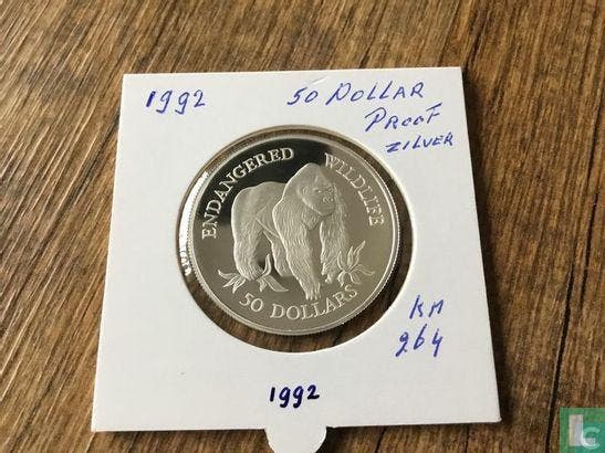 Cookeilanden 50 dollars 1992 (PROOF) Gorilla, Postzegels en Munten, Munten | Oceanië, Losse munt, Goud, Zilver, Verzenden