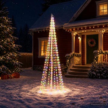 vidaXL Kerstboomverlichting met grondspies en vlaggenmast, Verzenden, Nieuw