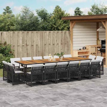 vidaXL 17-delige Tuinset met kussens poly rattan zwart, Verzenden, Tuinset