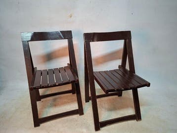 Klapstoel - Hout - Twee houtenklap stoelen, Antiek en Kunst