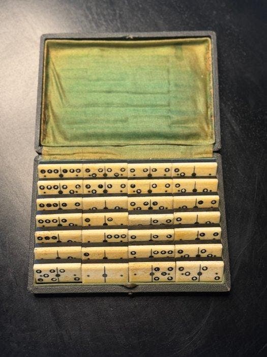 Double Six Dominoset - Vintage - RARE - Bordspel - Ebony (de, Antiek en Kunst, Antiek | Speelgoed