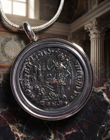 Oud-Romeins, Keizerrijk Brons Munthanger - ConstanciolI /