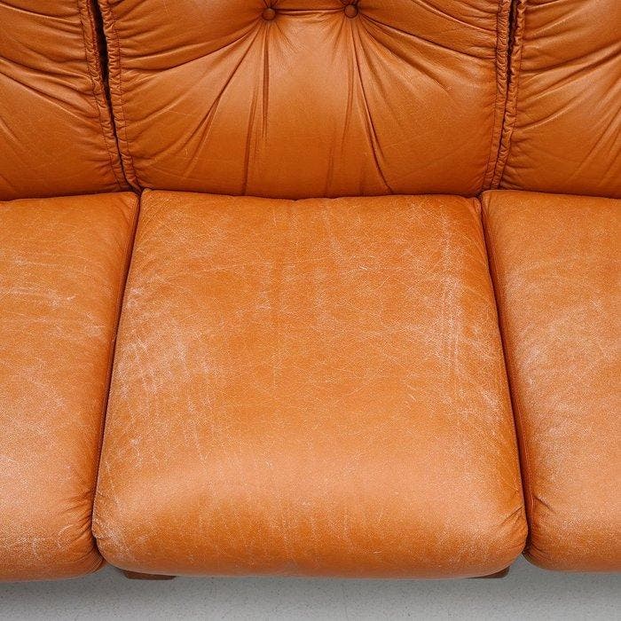 Sofa - Leder - Een driezitsbank en twee bijpassende, Antiquités & Art, Art | Objets design